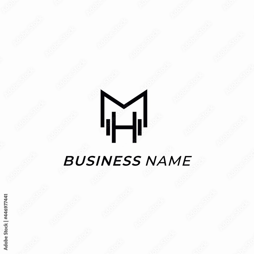 logo vector barbell and letter M