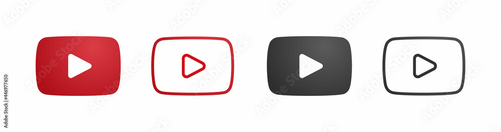 play button ,  video icon, logo symbol red banner