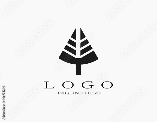 Simple logo of pyramid leaf icon. Design with thick lines vector illustration. Nature icon of leaf, pine, spruce.