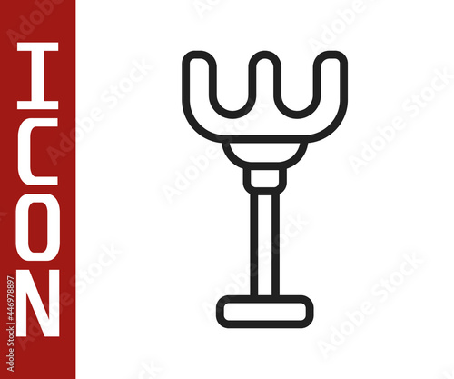 Black line Rake toy icon isolated on white background. Children toy for beach games. Vector