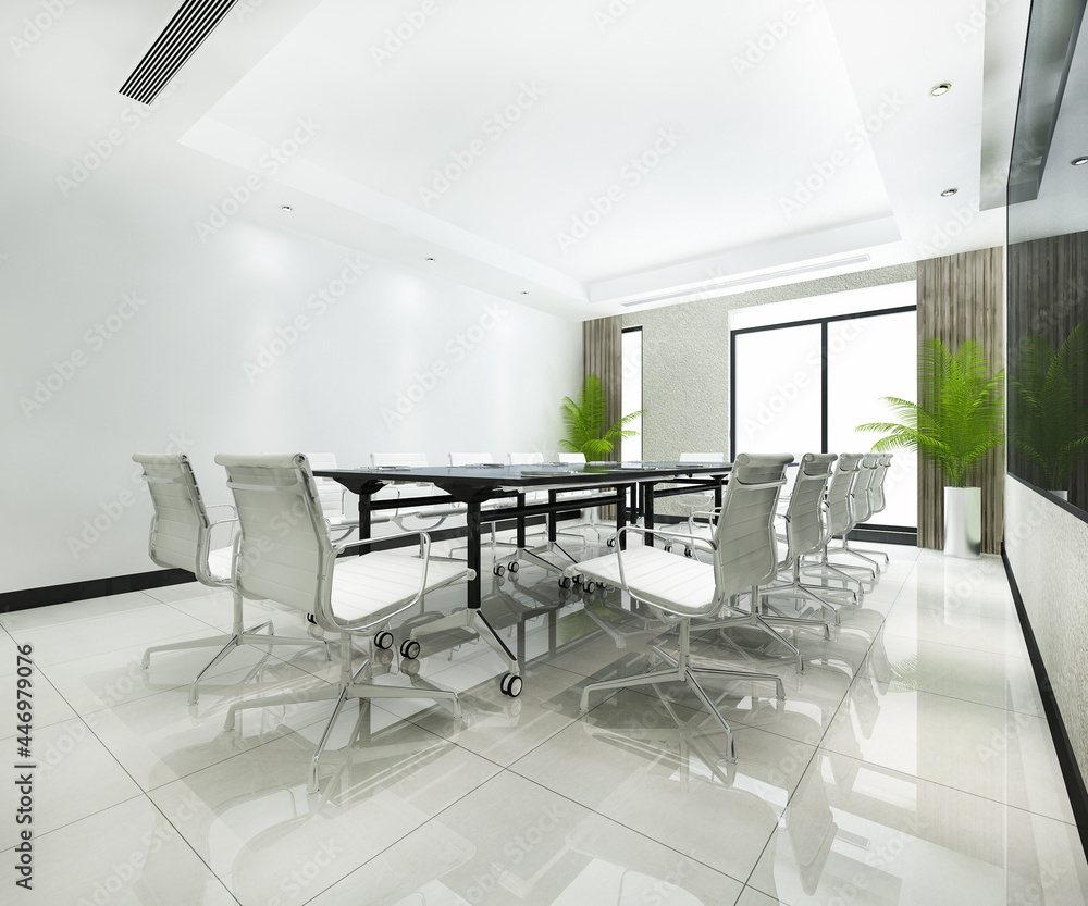 Obraz premium 3d rendering business meeting room on high rise office building