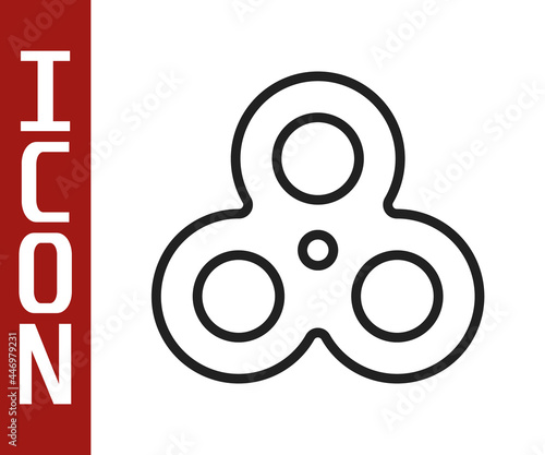 Black line Fidget spinner icon isolated on white background. Stress relieving toy. Trendy hand spinner. Vector