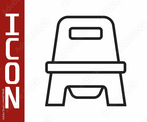 Black line Baby potty icon isolated on white background. Chamber pot. Vector