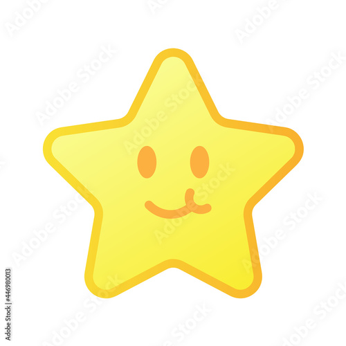 A Cute Gold Star - Amazing cute vector character of a gold rounded star suitable for game, animation, apps, sticker, children book, decoration, and illustration in general - Vector Illustration