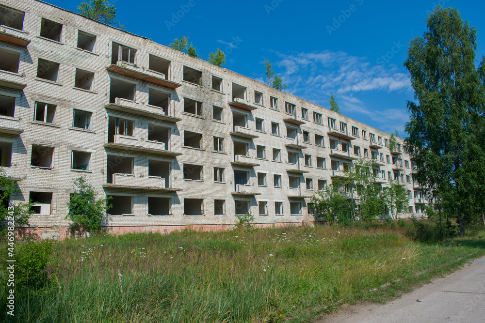Abandoned soviet brick khrushchyovka residental building Abandoned soviet brick khrushchyovka residental building