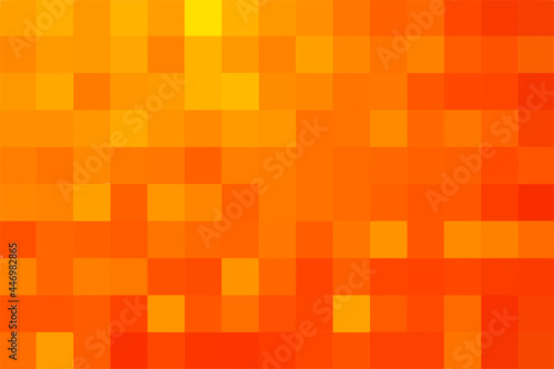 Abstract pixel orange background. Gold geometric texture from squares. A backing of mosaic squares. Vector illustration