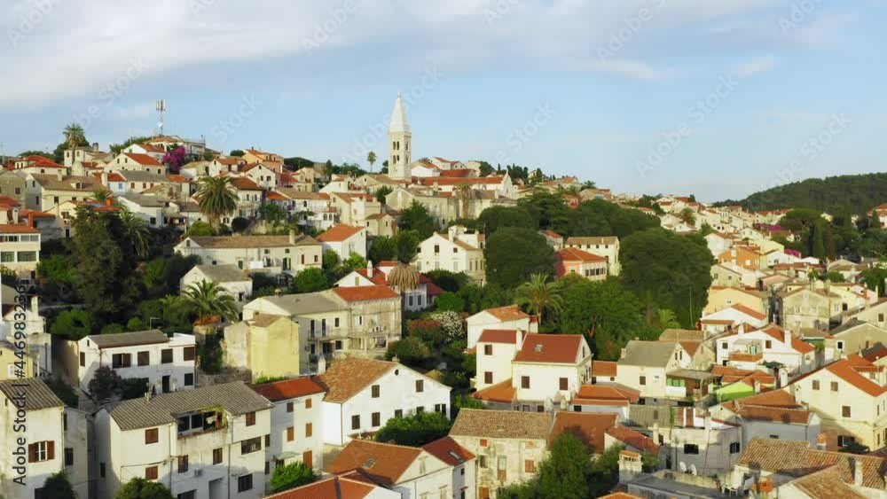 Aerial view of Mali Losinj town on Losinj island, the Adriatic Sea in Croatia Aerial view of Mali Losinj town on Losinj island, the Adriatic Sea in Croatia
