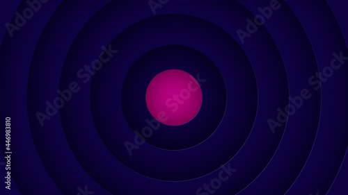 Quadro em tela Abstract widening and narrowing down red circle on a dark background with rings, seamless loop