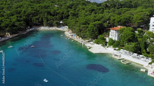 Aerial view of the beach near Mali Losinj town on Losinj island, the Adriatic Sea in Croatia photo