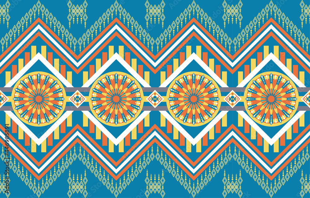 21071801 Tribal seamless colorful geometric pattern