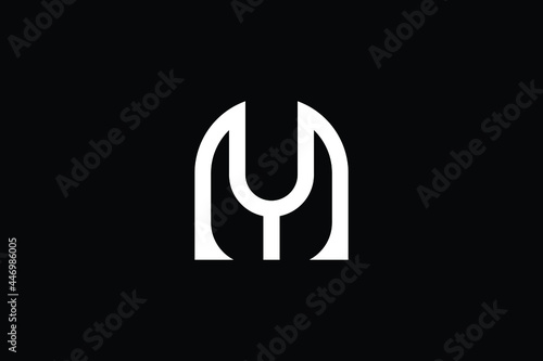MY logo letter design on luxury background. YM logo monogram initials letter concept. MY icon logo design. YM elegant and Professional letter icon design on black background. M Y YM MY