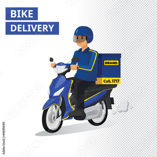 Men Delivery, Vector cartoon illustration perspective view
