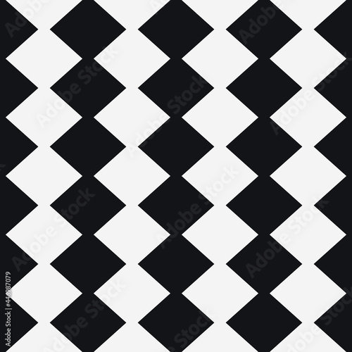 Checker black and white rhombs wallpaper. Vector and seamless chess diagonal ornament.