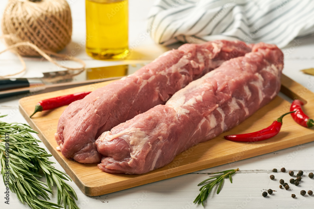 Fototapeta premium raw pork tenderloin fillet fresh