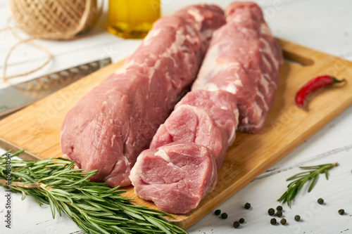 raw pork tenderloin fillet fresh