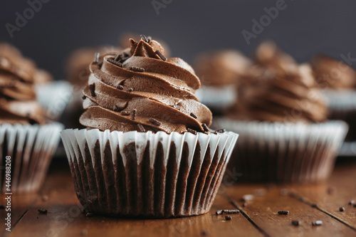 Close up of a chocolate cupcake photo