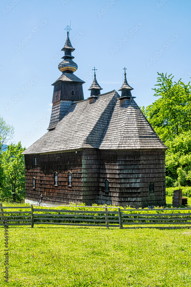Wooden church, open-air museum in Stara Lubovna, Slovakia