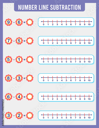 addition or subtraction of number line. Addition, Subtraction Worksheet for Preschool Children