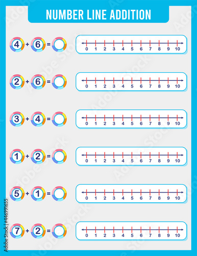 addition or subtraction of number line. Addition, Subtraction Worksheet for Preschool Children