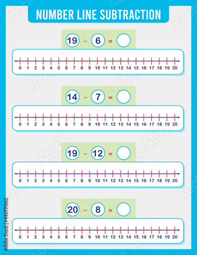 addition or subtraction of number line. Addition, Subtraction Worksheet for Preschool Children