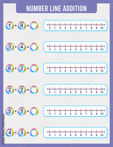 addition or subtraction of number line. Addition, Subtraction Worksheet for Preschool Children