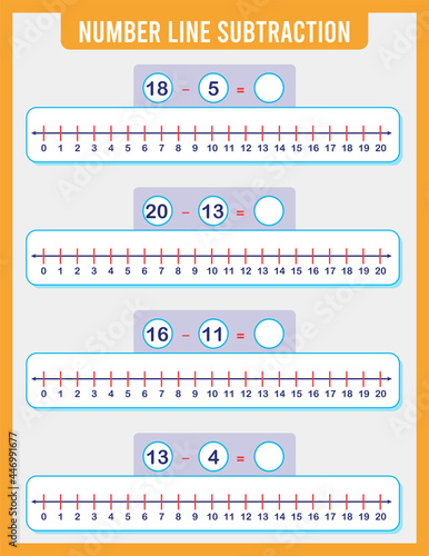 addition or subtraction of number line. Addition, Subtraction Worksheet for Preschool Children
