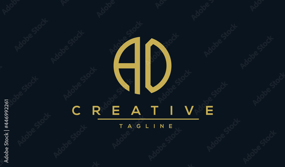 Alphabet letters Initials Monogram logo OA, AO, O and AO Badge design in circle.