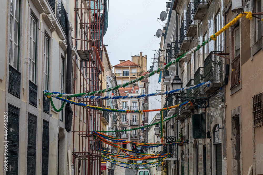 Traditional architecture in the historic center of Lisbon, Portugal.