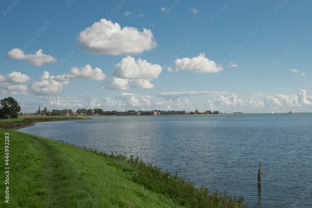 view of the river and the city of Hoorn, holland 