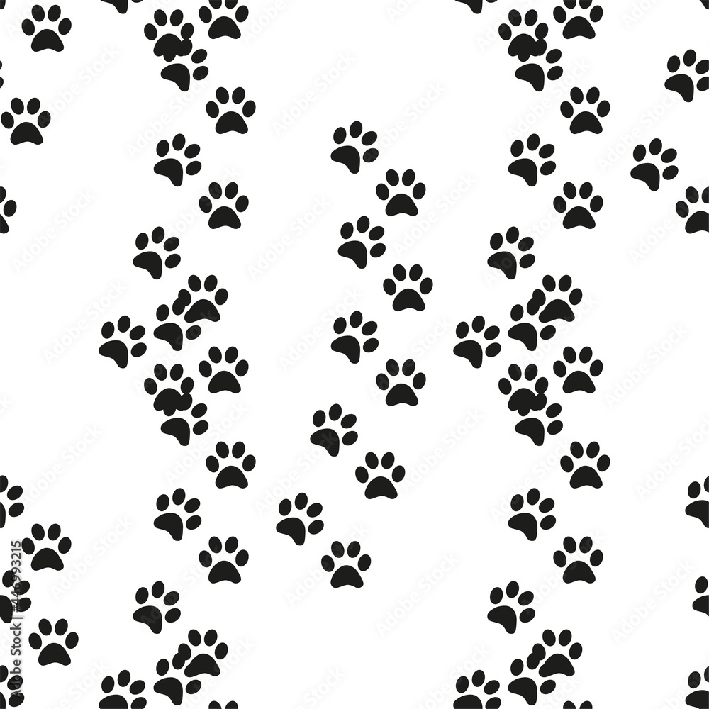 Animal footprint seamless pattern. Footprints of a cat Animal footprint seamless pattern. Footprints of a cat
