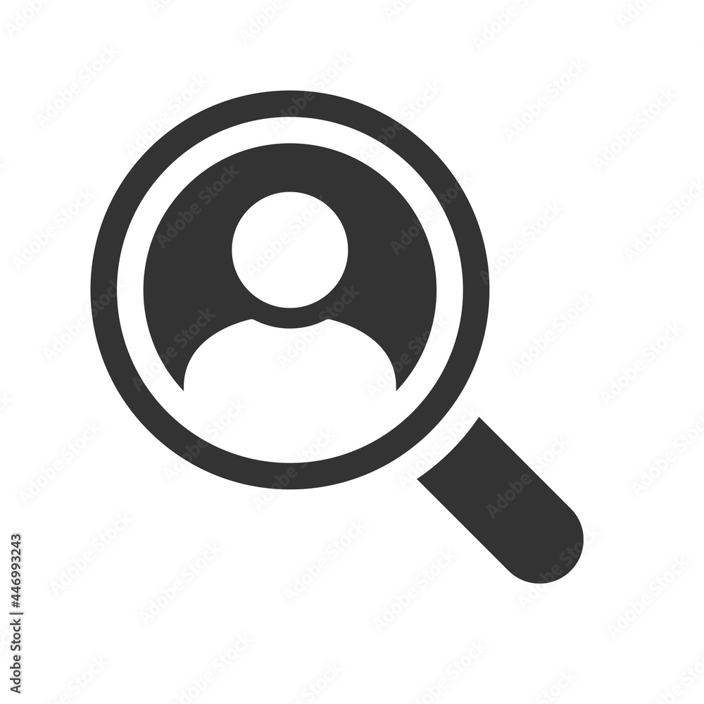 Search employee icon for recruitment agency, human resource design. Person avatar, find, search user icon Search employee icon for recruitment agency, human resource design. Person avatar, find, search user icon
