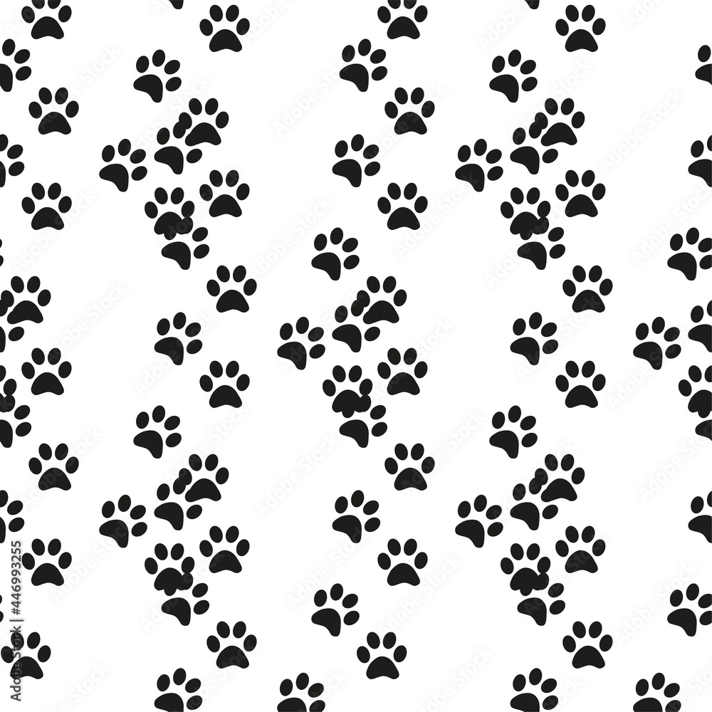Animal footprint seamless pattern. Footprints of a cat Animal footprint seamless pattern. Footprints of a cat