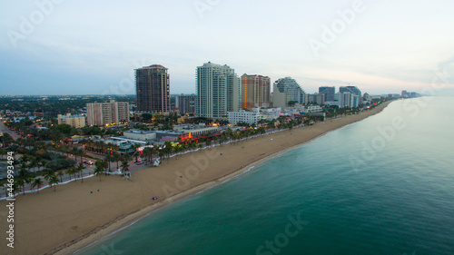 aerial downtown city skyline of fort lauderdale with ocean beach