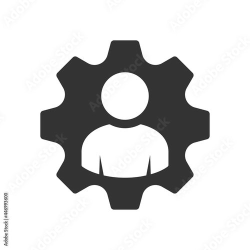 Profile setting icon. Setting employee gear single isolated icon