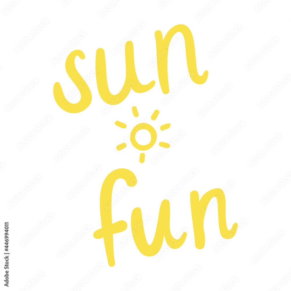 Isolated vector illustration of a text sun-fun for decoration Isolated vector illustration of a text sun-fun for decoration