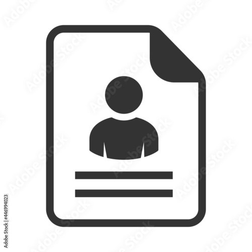 Employee portfolio document icon. Job resume icon. CV letter, document, list. Personal recruitment information. Career biography
