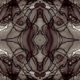 Seamless Art. Grey Kaleidoscope Butterfly. Silver Abstract Geo Designs. Brown Kaleidoscope Pattern. Stained Glass Designs. Beige Modern Design Background.