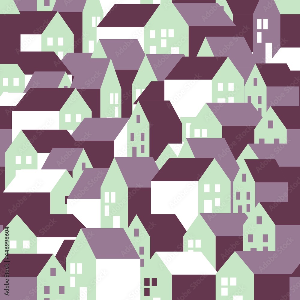seamless pattern with geometric houses