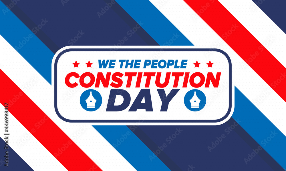 Obraz premium Constitution Day in United States. Holiday, celebrate annual in September 17. Citizenship Day. American Day. We the People. Patriotic american elements. Poster, card, banner, background. Vector
