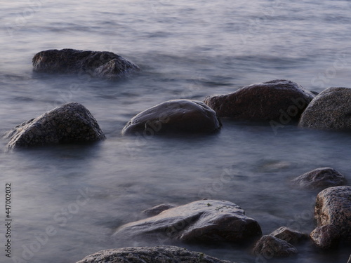 smooth granite stones in sea water long exposure