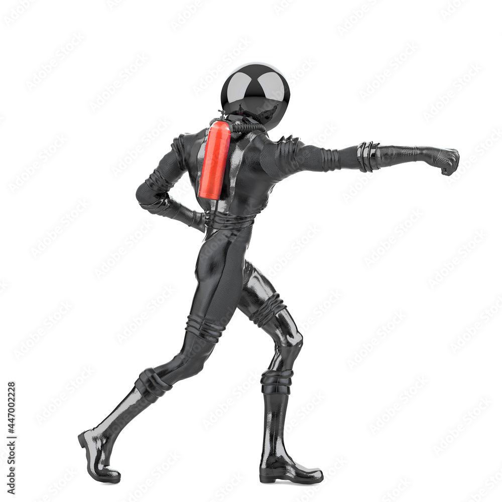 retro astronaut doing some karate move rear view retro astronaut doing some karate move rear view