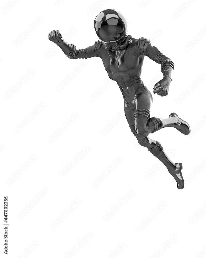 retro astronaut is floating and looking down retro astronaut is floating and looking down