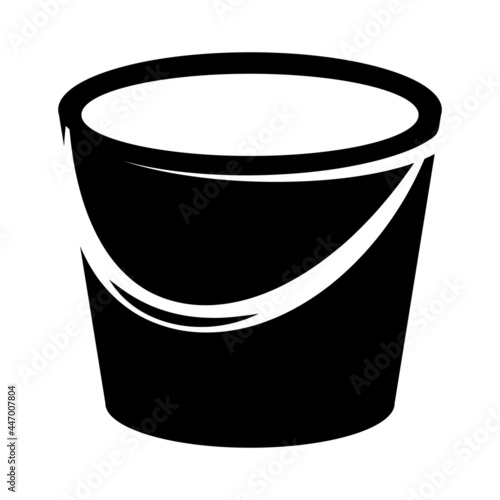 Bucket icon housekeeping cleaning tool. Black symbol isolated on white background. Vector illustration.