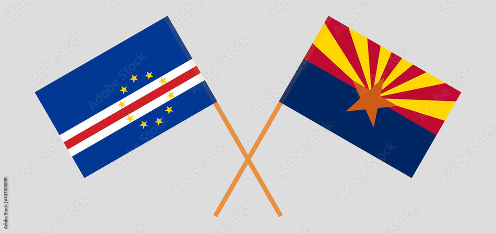 Crossed flags of Cape Verde and the State of Arizona. Official colors. Correct proportion
