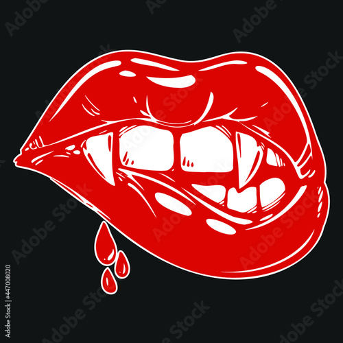 Biting Drawing Vampire Lip