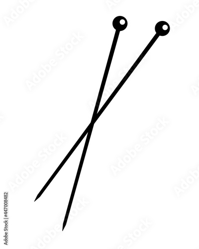 Knitting needles. Knitting needles - vector silhouette illustration for logo or pictogram. Handmade tool - sign or symbol for identity