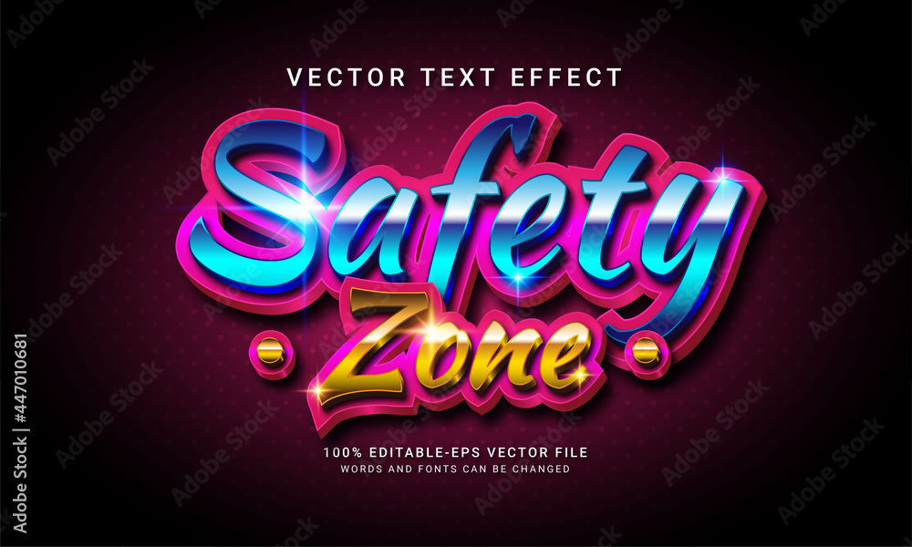 Safety zone 3d editable text style effect