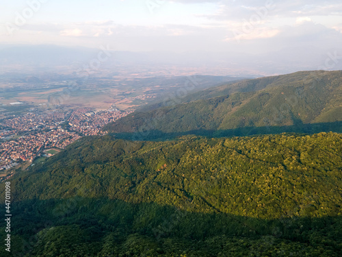 Aerial Sunset view of Belasitsa Mountain  Bulgaria