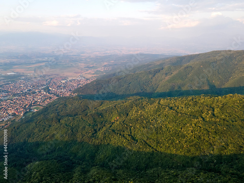 Aerial Sunset view of Belasitsa Mountain, Bulgaria