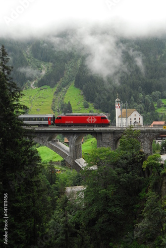 Train passing the Gotthard Pass,  Wassen - Switzerland
